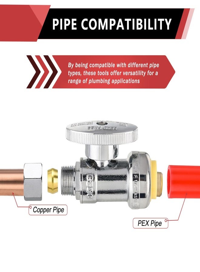 EFIELD (Pack of 5) EFIELD Push Fit 1/4 Turn Straight Stop Valve Water Shut Off 1/2 Push x 3/8 Inch Compression with Dismount Clip Tool,(PF-UNI001-5PCS) - Image 4