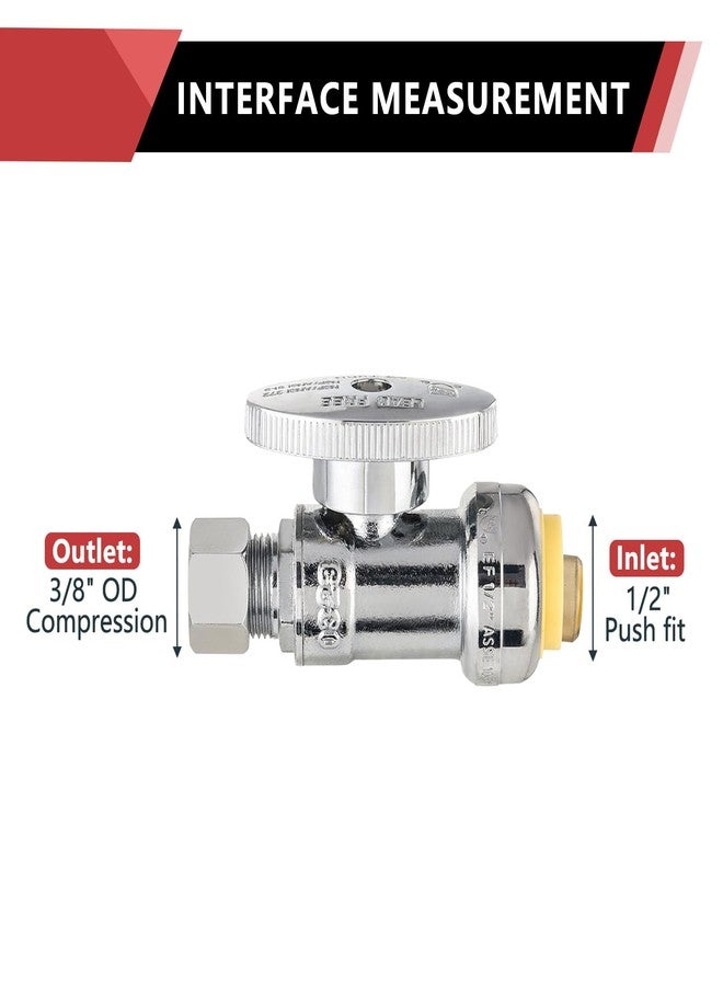 EFIELD (Pack of 5) EFIELD Push Fit 1/4 Turn Straight Stop Valve Water Shut Off 1/2 Push x 3/8 Inch Compression with Dismount Clip Tool,(PF-UNI001-5PCS) - Image 2