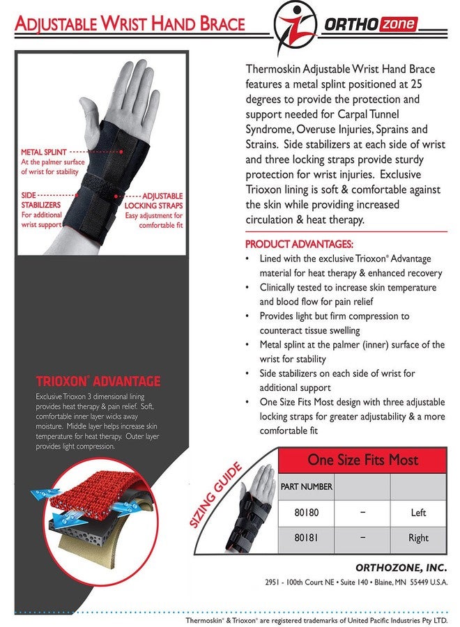Thermoskin Adjustable Left Wrist/Hand Brace, Black, 3 Ounce - Image 3