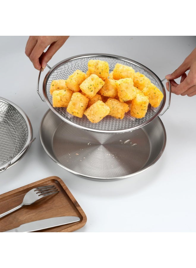 Stainless Steel Oil Filter Tray with Mesh Drain Basket, 8.7 Inch, for Fried Food and Air Fryer - Image 2