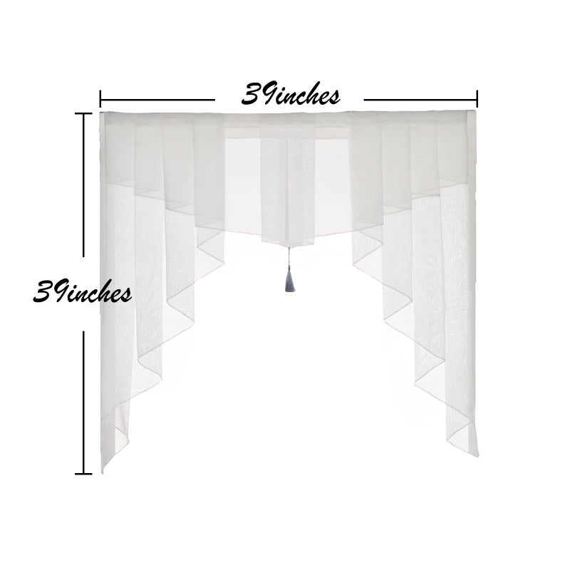 PearAge Swag Sheer Valance Curtains for Living Room, Color Matching Kitchen Valance for Farmhouse Window, Rod Pocket Voile Swag Tailored Curtain Valance for Bedroom Bathroom White 39W x 39L Inches - Image 2