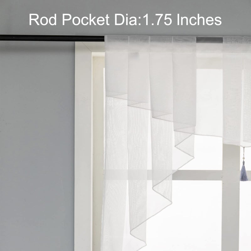 PearAge Swag Sheer Valance Curtains for Living Room, Color Matching Kitchen Valance for Farmhouse Window, Rod Pocket Voile Swag Tailored Curtain Valance for Bedroom Bathroom White 39W x 39L Inches - Image 4