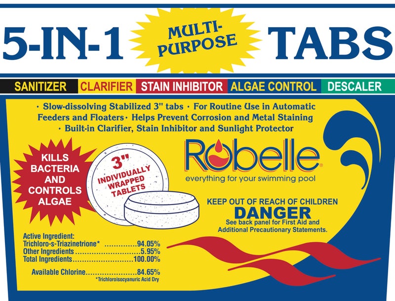 Robelle 5-Pounds Premium 5-In-1 Multi-Purpose Tabs, Chlorine Tablets 3 Inch, Sanitizer, Clarifier, Stain Inhibitor, Algae Control, Descaler, Sunlight Protector All In One, Made In USA - Image 4