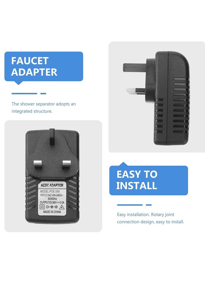 SYOSI - DC Power Supply Adapter 48V 0.5A POE Injector Power Supply Over Ethernet Adapter with UK Plug for POE Non POE devices via only an Ethernet cable Device Black - Image 1