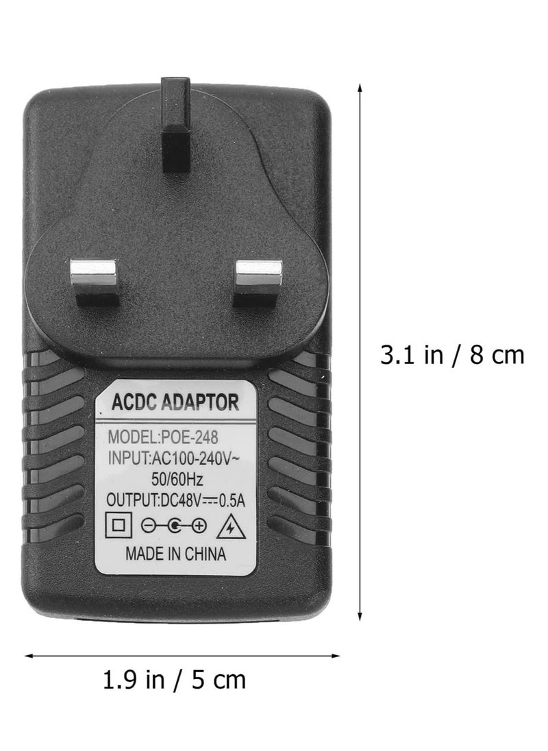 SYOSI - DC Power Supply Adapter 48V 0.5A POE Injector Power Supply Over Ethernet Adapter with UK Plug for POE Non POE devices via only an Ethernet cable Device Black - Image 1