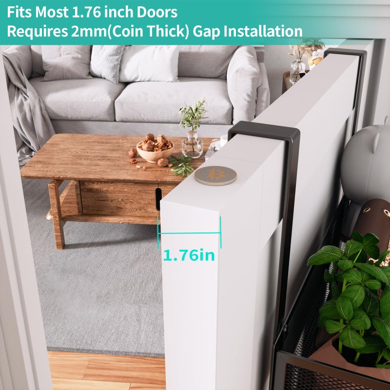 HapiRm Over The Door Hanger with Coat Hooks and 2 Baskets, Rustproof & Waterproof Over The Door Hooks, Storage Organizer for Hats, Bathroom, Kitchen, Bedroom-Black (for 1.76in Doors) - Image 4
