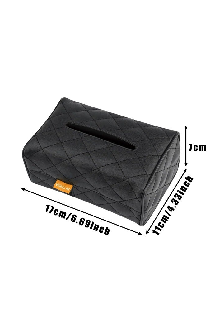 2 PCS Car Tissue Holder for Visor Seat Back Headrest Armrest Box, Leather Napkin Storage Box Organizer for Kleenex - Image 2