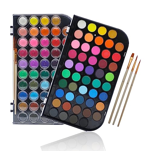 Artecho 48 Colors Watercolor Cake Set with 3 Brushes, Washable, Travel Design, Perfect for Card Making, Illustrations, Painting, Calligraphy - Image 1