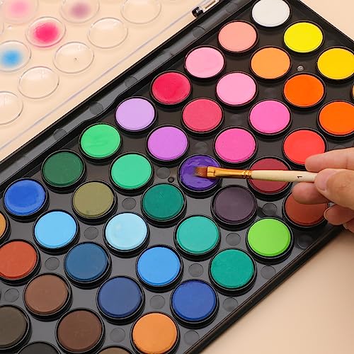 Artecho 48 Colors Watercolor Cake Set with 3 Brushes, Washable, Travel Design, Perfect for Card Making, Illustrations, Painting, Calligraphy - Image 2