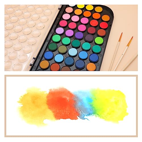 Artecho 48 Colors Watercolor Cake Set with 3 Brushes, Washable, Travel Design, Perfect for Card Making, Illustrations, Painting, Calligraphy - Image 3