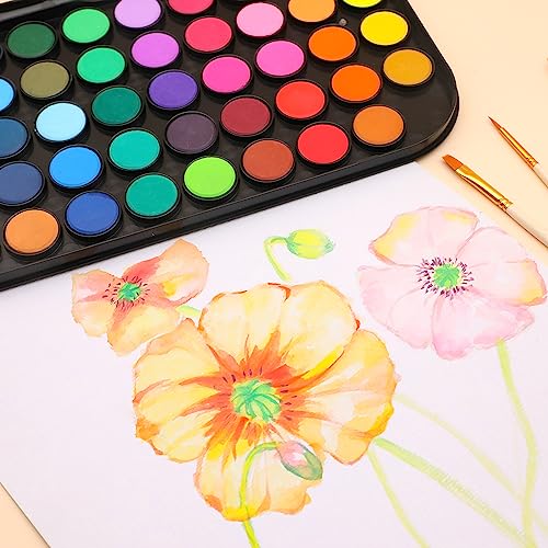 Artecho 48 Colors Watercolor Cake Set with 3 Brushes, Washable, Travel Design, Perfect for Card Making, Illustrations, Painting, Calligraphy - Image 5