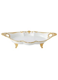 Life Smile LIFE SMILE Serving Bowl With Gold Stand  - Bone China Fruit Basket For Fruit Vegetable Storage Snack Nuts Cake Dessert  - Image 1