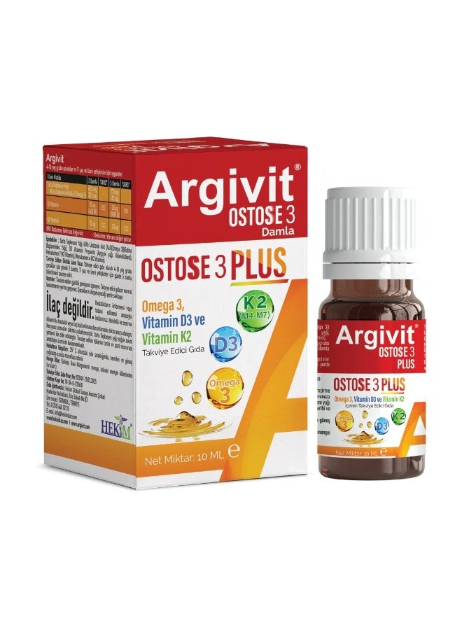 Argivit Ostosse3 Plus: Essential Omega 3, Vitamin D3 & K2 Liquid Drops for Bone Health - Image 1