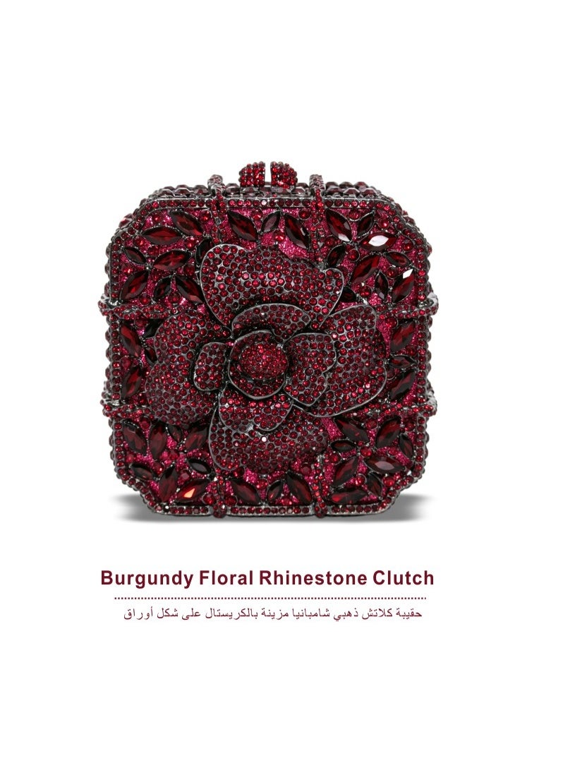 حقيبة كلاتش نسائية مُزينة بالكريستال للحفلات مع سلسلة قابلة للإزالة
