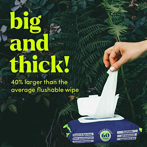 goodwipes Flushable Butt Wipes Made with Vitamin E & Aloe - Soft & Gentle Wet Wipe Dispenser for Home Use, Septic & Sewer Safe - Largest Adult Toilet Towelettes - Cedar, 180 Count (3 Packs) - Image 3
