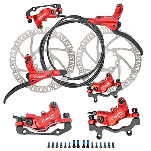 JFOYH zoom HB876 4-Piston Pre-Bled Hydraulic Disc Brake Set for Mountain Bike, Bike Disc Brake Kit with 160mm Rotors, Front and Rear Levers(PM Adapter Included) - Left-Front&Right-Rear - Image 1
