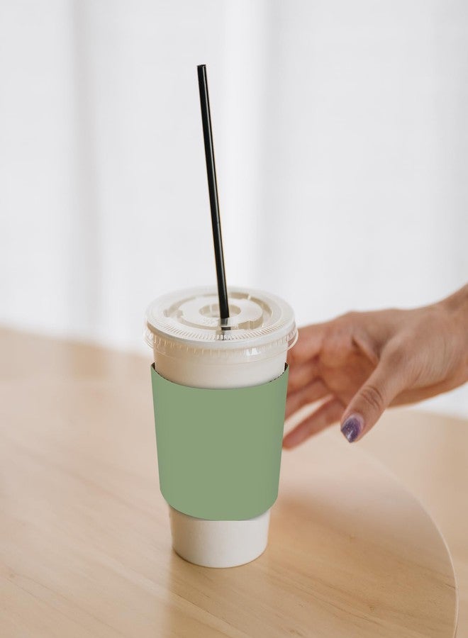 Whaline واهلين 100 قطعة أكمام أكواب القهوة باللون الأخضر المريمي 4 ألوان أخضر متدرج أكمام ورقية مضلعة للمشروبات الساخنة والشوكولاتة الساخنة والمشروبات الباردة، مناسبة لأكواب بقطر 3.5 بوصة - Image 4