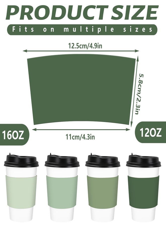 Whaline واهلين 100 قطعة أكمام أكواب القهوة باللون الأخضر المريمي 4 ألوان أخضر متدرج أكمام ورقية مضلعة للمشروبات الساخنة والشوكولاتة الساخنة والمشروبات الباردة، مناسبة لأكواب بقطر 3.5 بوصة - Image 2