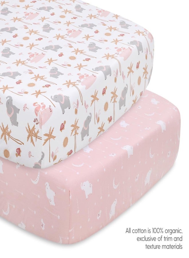 The Peanut Shell The Peanutshell 4 Piece Organic Cotton Baby Crib Bedding Set for Girls - Newborn, Infant & Toddler Nursery Bed Set Decor with Two Crib Sheets, Dust Ruffle Comforter - Safari Oasis - Image 4