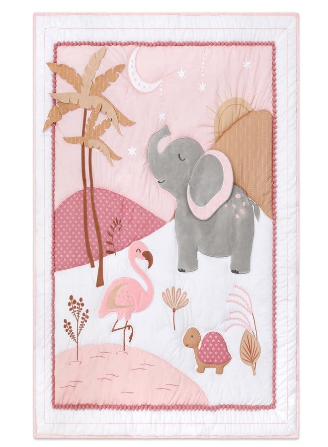 The Peanut Shell The Peanutshell 4 Piece Organic Cotton Baby Crib Bedding Set for Girls - Newborn, Infant & Toddler Nursery Bed Set Decor with Two Crib Sheets, Dust Ruffle Comforter - Safari Oasis - Image 5