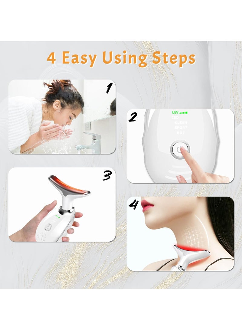 Generic Neck Face Massager, 7 Color Face Neck Massager for Skin Care, Multifunctional Facial Massager Tool with Non-Slip Design, White  - Image 5