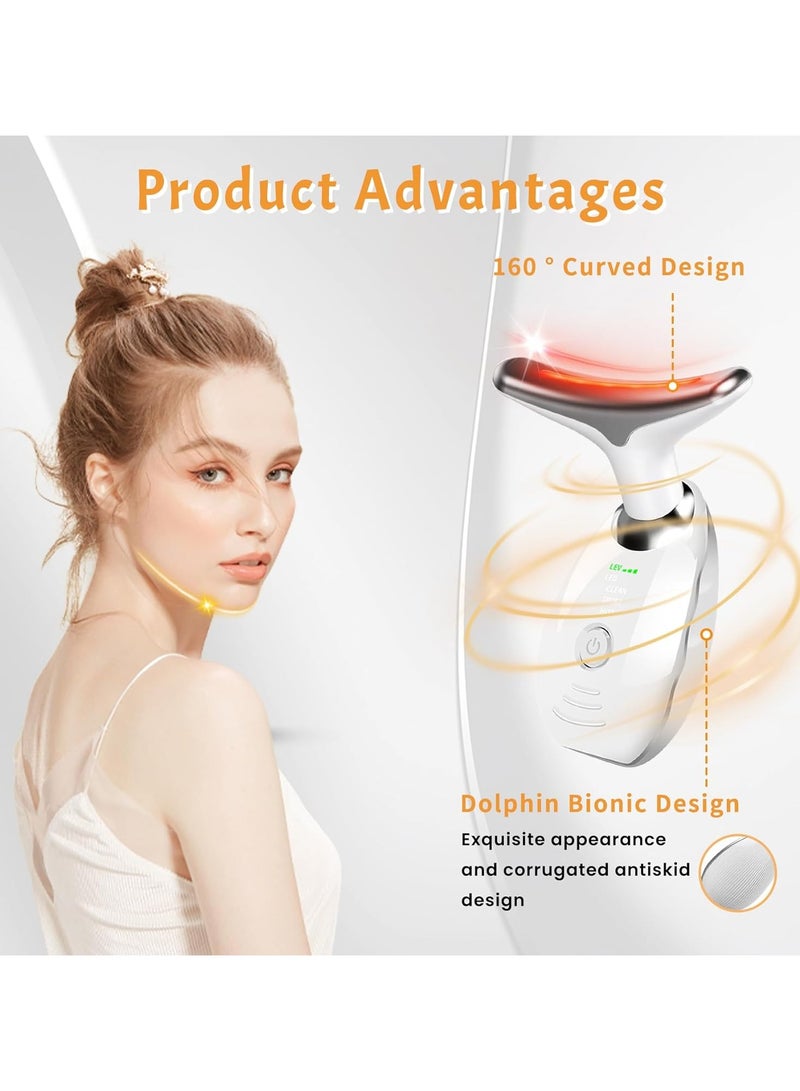 Generic Neck Face Massager, 7 Color Face Neck Massager for Skin Care, Multifunctional Facial Massager Tool with Non-Slip Design, White  - Image 2