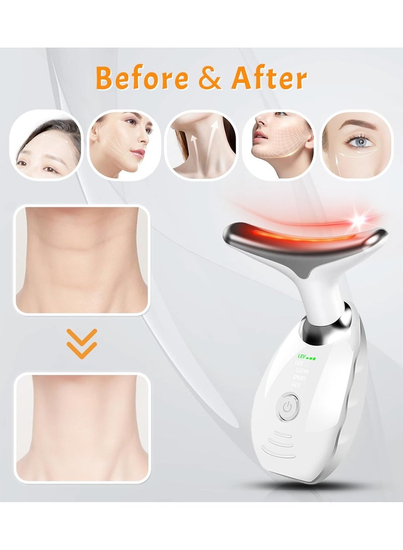 Generic Neck Face Massager, 7 Color Face Neck Massager for Skin Care, Multifunctional Facial Massager Tool with Non-Slip Design, White  - Image 4