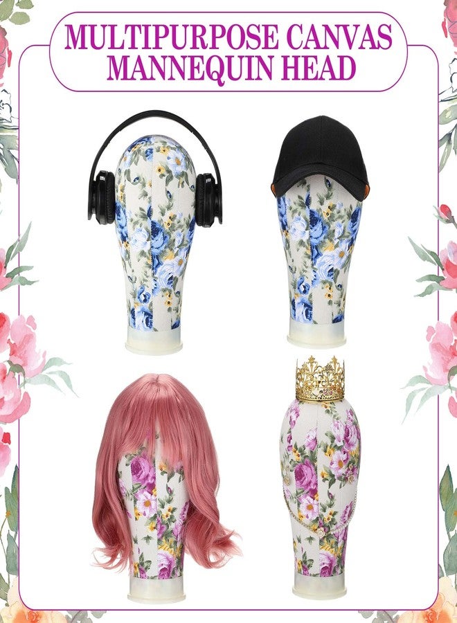 DoubleFill رؤوس مانيكان مزدوجة القطع من DoubleFill للشعر المستعار - رؤوس شعر مستعار من القماش مقاس 22 بوصة مع دبابيس تثبيت وحاملين بمشبك على شكل حرف C لصنع وعرض الشعر المستعار الدانتيل (زهري) - Image 4