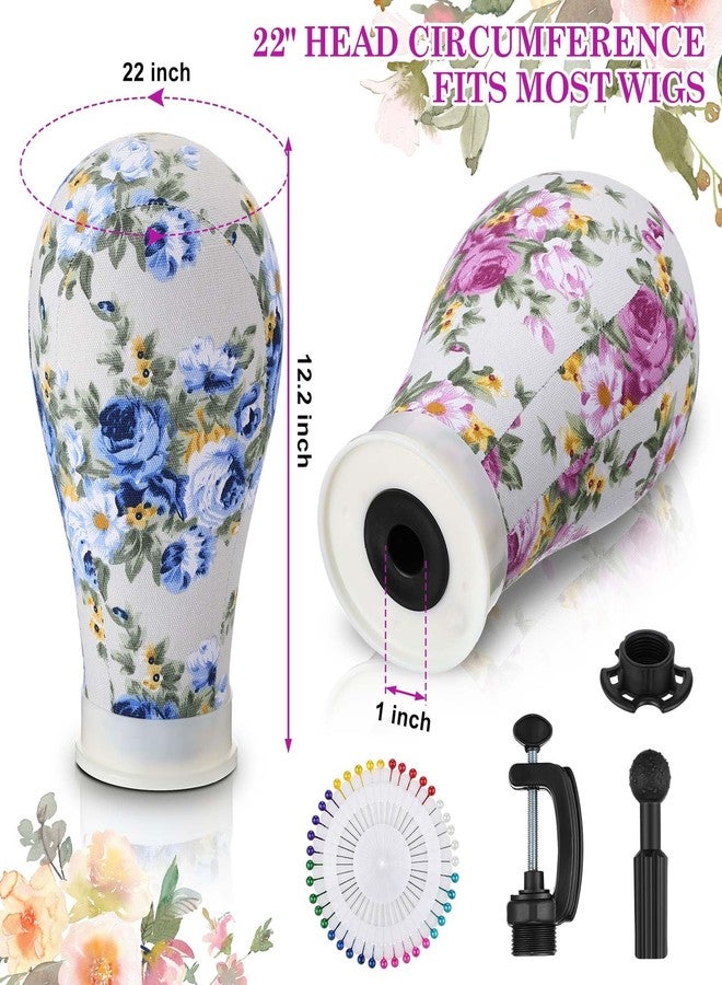 DoubleFill رؤوس مانيكان مزدوجة القطع من DoubleFill للشعر المستعار - رؤوس شعر مستعار من القماش مقاس 22 بوصة مع دبابيس تثبيت وحاملين بمشبك على شكل حرف C لصنع وعرض الشعر المستعار الدانتيل (زهري) - Image 3