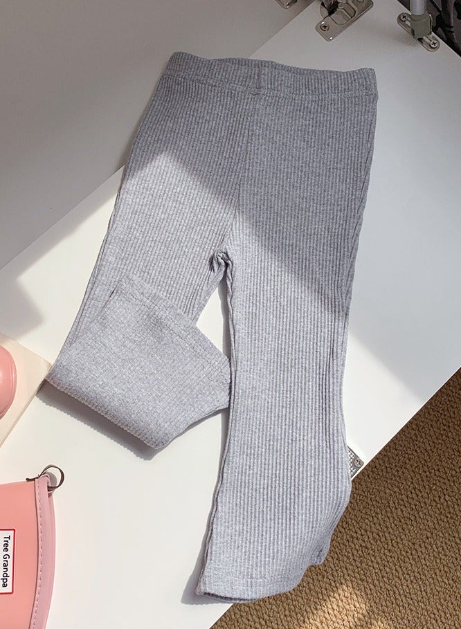 إسكدنيا الفتيات بنطلون الجرس الصلبة تمتد الخصر بنطلون فضفاض رمادي