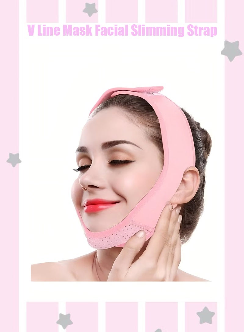 Breathable Face Slimming Strap Face Lift Strap, Reusable FaceLifting Bandage Pain-Free Jawline Shaping Band V Line Shaping Face Masks, Anti-Sagging-Aging-Wrinkle-Snore Belt forWomen（pink） - Image 1