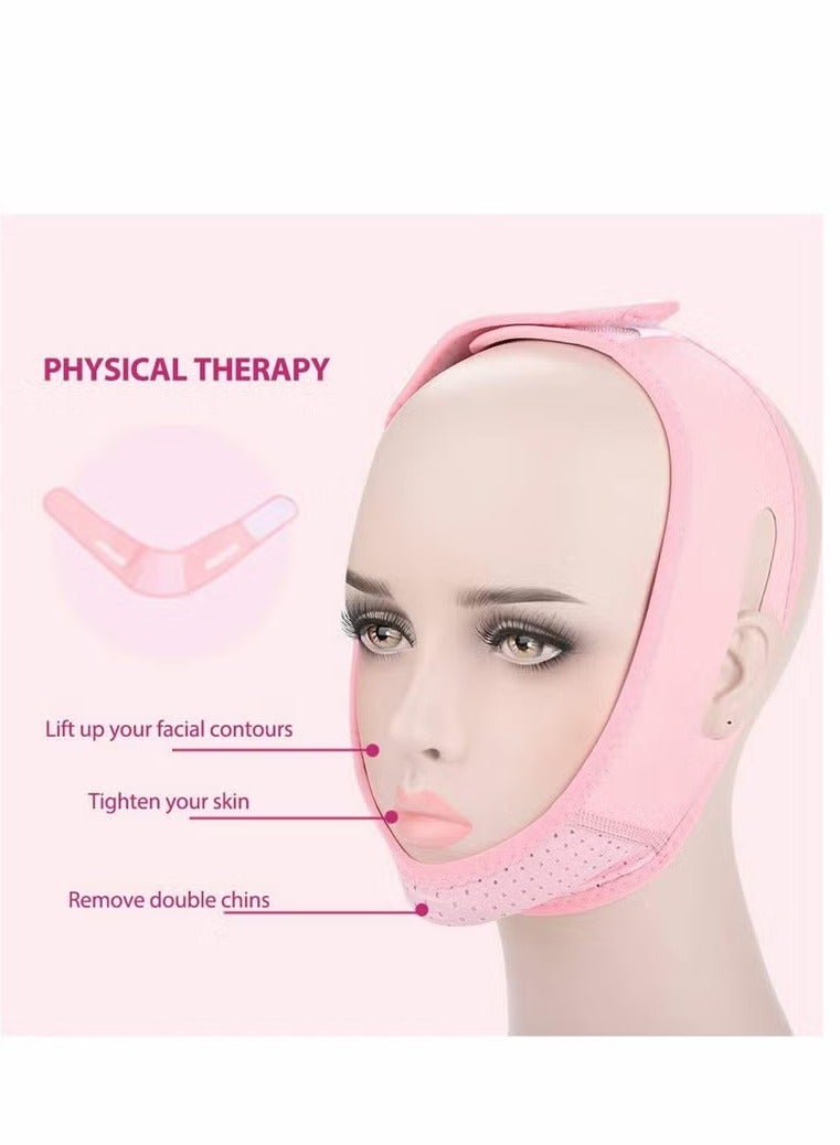 Breathable Face Slimming Strap Face Lift Strap, Reusable FaceLifting Bandage Pain-Free Jawline Shaping Band V Line Shaping Face Masks, Anti-Sagging-Aging-Wrinkle-Snore Belt forWomen（pink） - Image 3