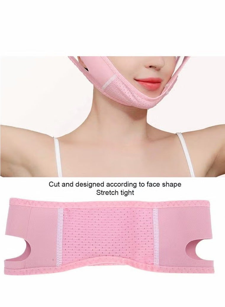 Breathable Face Slimming Strap Face Lift Strap, Reusable FaceLifting Bandage Pain-Free Jawline Shaping Band V Line Shaping Face Masks, Anti-Sagging-Aging-Wrinkle-Snore Belt forWomen（pink） - Image 2