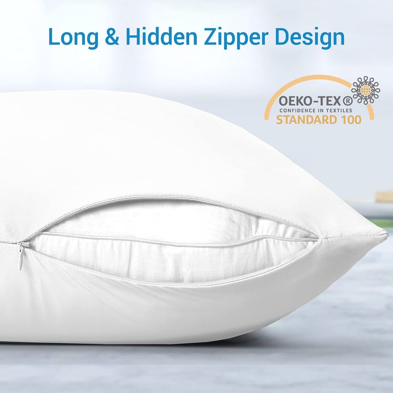 LUXEAR Cooling Pillow Cases, 2 Pack Ultra Cool Pillow Cases with Q-max 0.55 Arc-Chill Cooling Fiber for Hair Skin Hot Sleeper, Fit Standard & Queen Size Pillows - White - Image 5