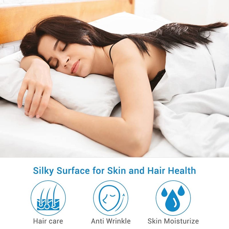 LUXEAR Cooling Pillow Cases, 2 Pack Ultra Cool Pillow Cases with Q-max 0.55 Arc-Chill Cooling Fiber for Hair Skin Hot Sleeper, Fit Standard & Queen Size Pillows - White - Image 4