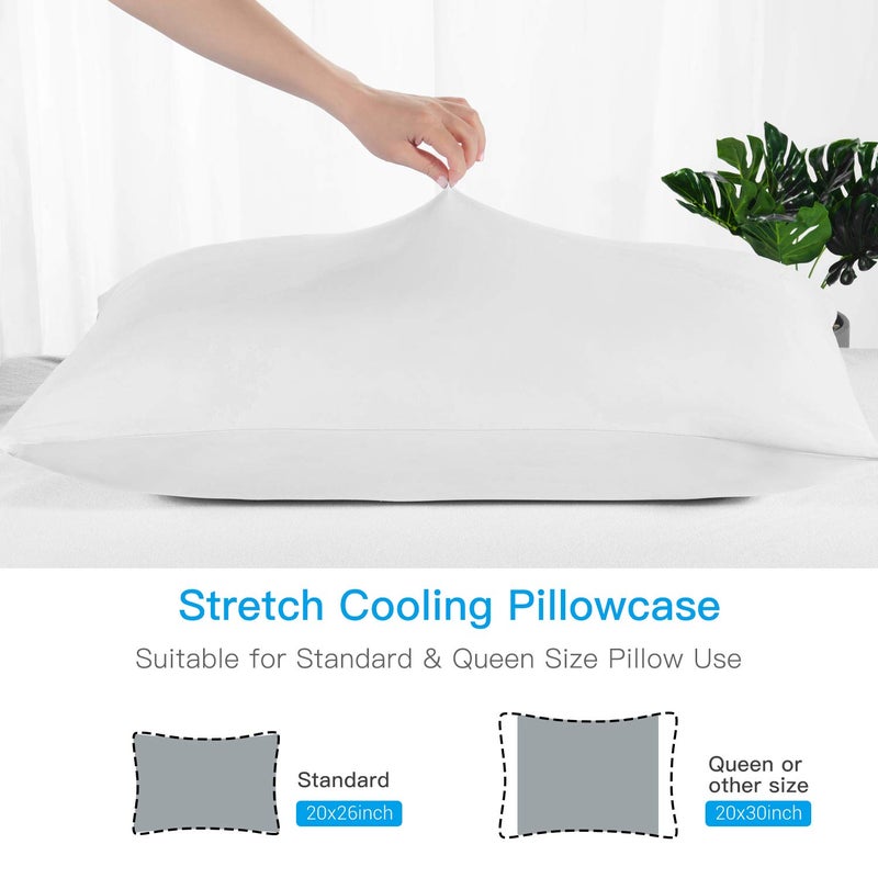 LUXEAR Cooling Pillow Cases, 2 Pack Ultra Cool Pillow Cases with Q-max 0.55 Arc-Chill Cooling Fiber for Hair Skin Hot Sleeper, Fit Standard & Queen Size Pillows - White - Image 3
