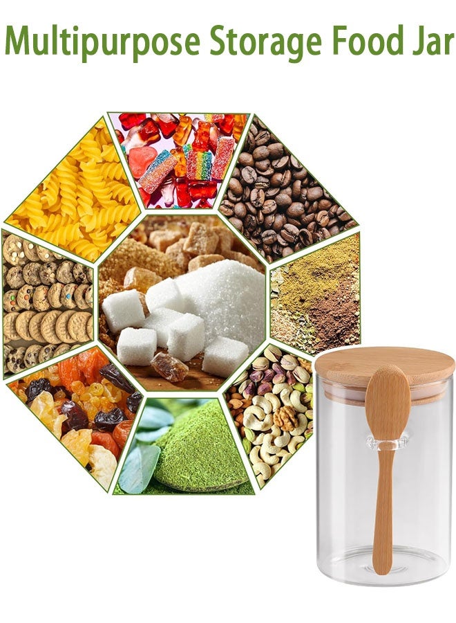 Glass Jar with Bamboo Lid and Spoon, 3 Pack Glass Kitchen Storage Jars Clear Airtight Food Storage Jars Containers Overnight Oats Containers for Coffee, Sugar, Tea, Spice, Nuts(18.6 Oz/550Ml) - Image 5