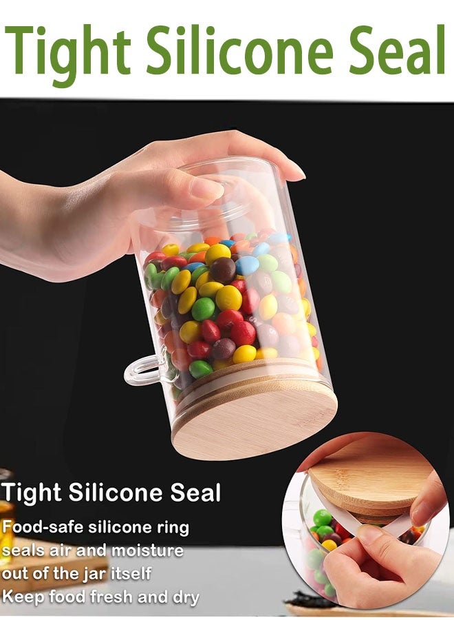 Glass Jar with Bamboo Lid and Spoon, 3 Pack Glass Kitchen Storage Jars Clear Airtight Food Storage Jars Containers Overnight Oats Containers for Coffee, Sugar, Tea, Spice, Nuts(18.6 Oz/550Ml) - Image 3