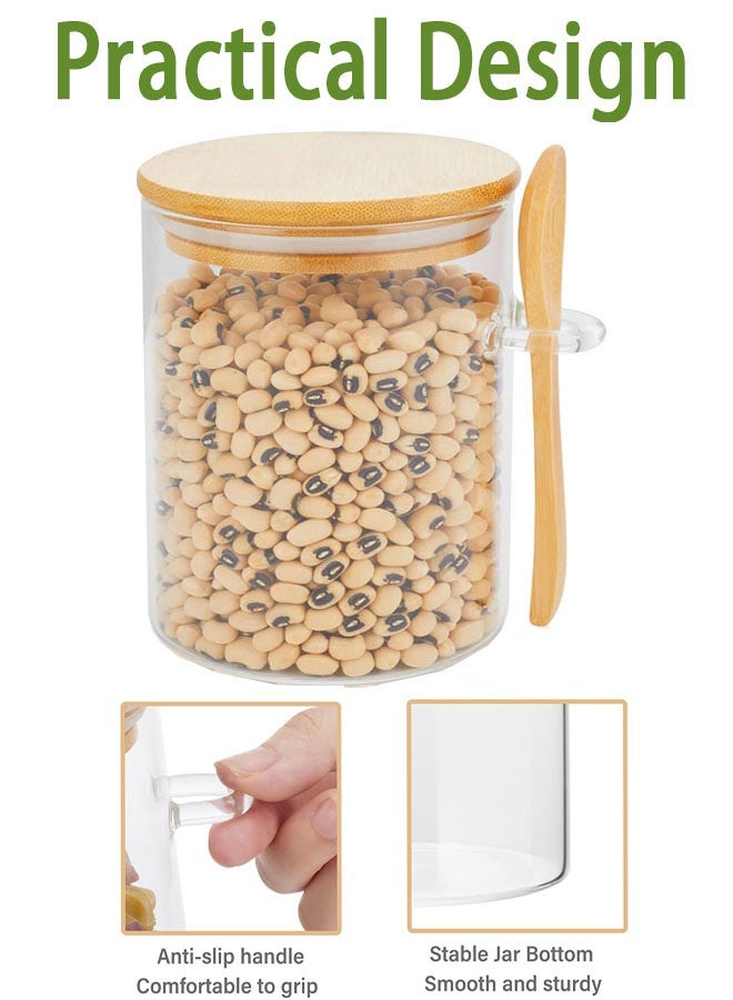 Glass Jar with Bamboo Lid and Spoon, 3 Pack Glass Kitchen Storage Jars Clear Airtight Food Storage Jars Containers Overnight Oats Containers for Coffee, Sugar, Tea, Spice, Nuts(18.6 Oz/550Ml) - Image 4