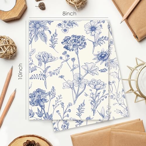 BESERH Chinoiserie Floral Wall Decor, Blue and White Floral Wall Art Prints, Grandmillennial Vintage Flower Posters for Home Bedroom Living Room, 8x10 Inches Set of 4 Unframed - Image 2