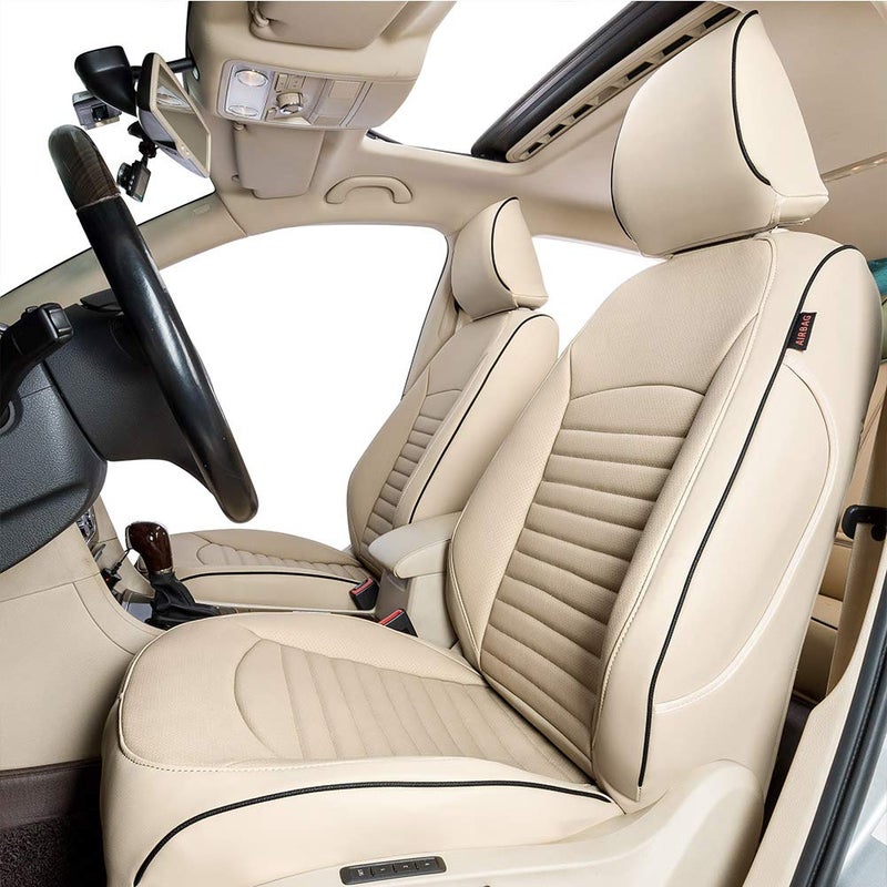 EKR Explorer Seat Covers Custom Fit for Ford Explorer 2011 2012 2013 2014 2015 BaseXLT2nd Row 4060 Split WNo Armrest7 SeatsThreeRowFaux Leather Beige