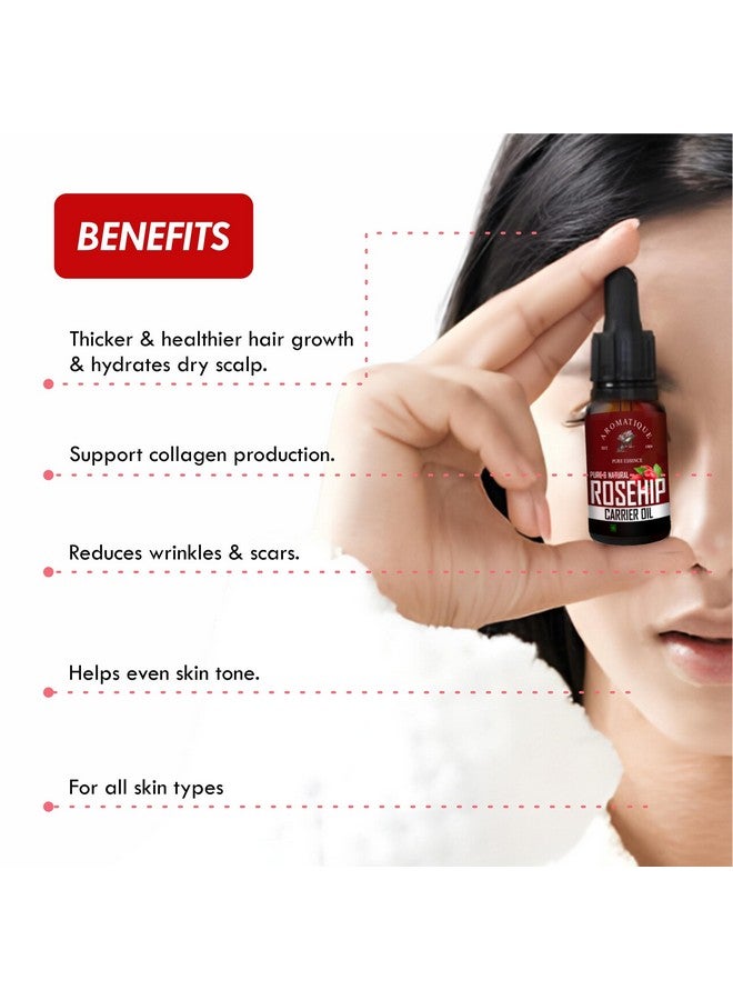 Aromatique Rosehip Oil for Face - Rose Hip Oil for Skin, Nail, Face, Hair - Rosehip Oil for Men and Women - All Types of Skin - 15 ml - Image 2
