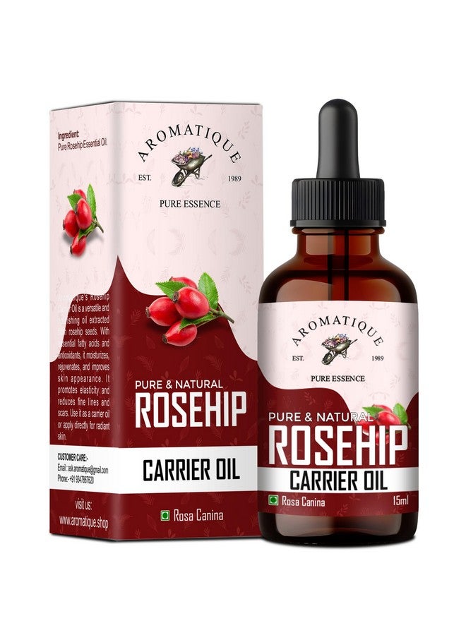 Aromatique Rosehip Oil for Face - Rose Hip Oil for Skin, Nail, Face, Hair - Rosehip Oil for Men and Women - All Types of Skin - 15 ml - Image 1