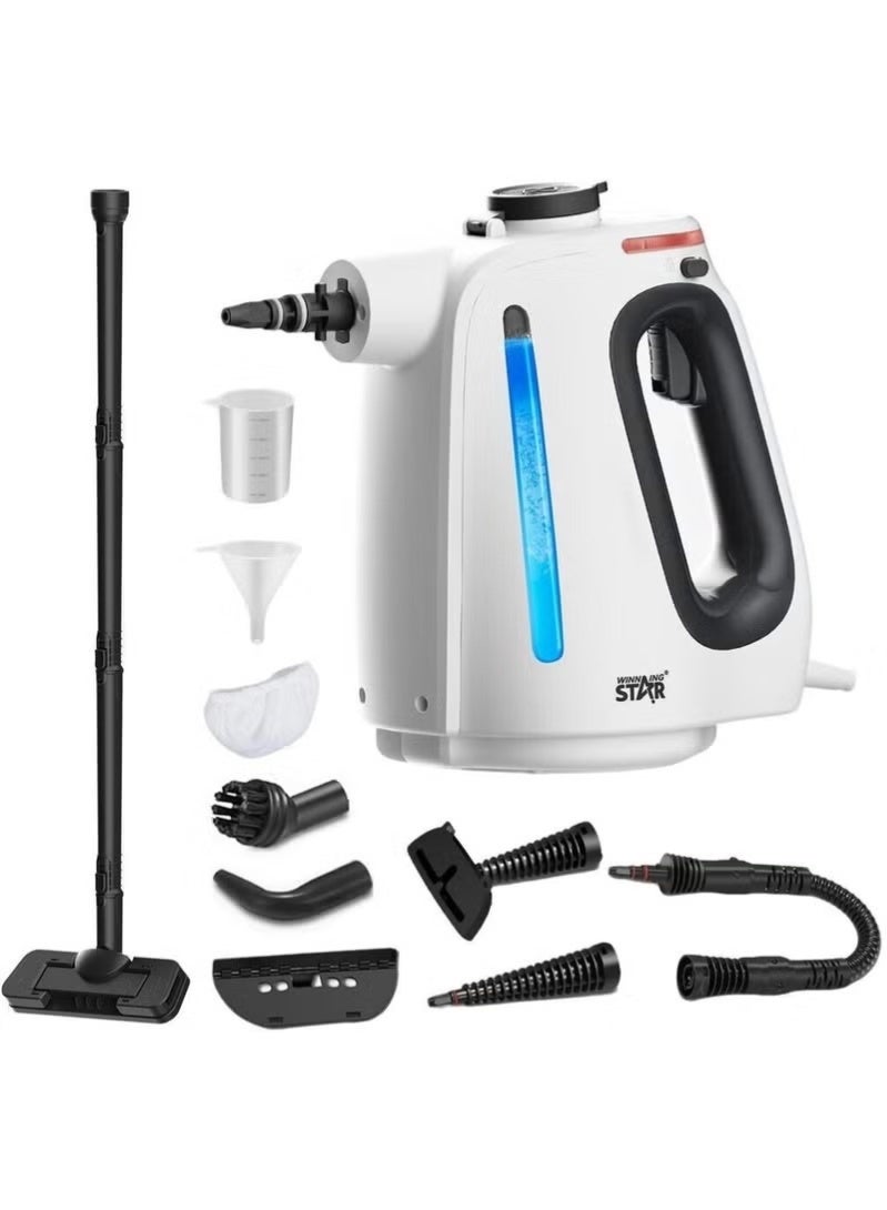WINNING STAR ST-4607 1350W Handheld Steam Cleaner | 20-Second Fast Heat-Up | Multi-Purpose Steamer for Fabrics, Sofas, Carpets & Upholstery | 9-Piece Accessory Kit & 500ml Tank for Deep Home & Car Cleaning - Image 1