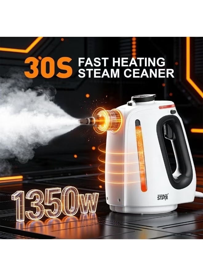 WINNING STAR ST-4607 1350W Handheld Steam Cleaner | 20-Second Fast Heat-Up | Multi-Purpose Steamer for Fabrics, Sofas, Carpets & Upholstery | 9-Piece Accessory Kit & 500ml Tank for Deep Home & Car Cleaning - Image 2