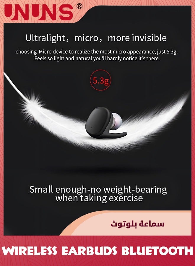 UNUNS Wireless Earbuds Bluetooth Headphones With Charging Case,32H Playback,In-Ear Earphones Waterproof Buds Built Mic Stereo Bass For iPhone Samsung Android Sport Workout Gym,Black - Image 4