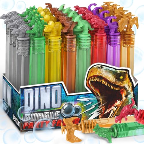MAPIXO Dinosaur Bubbles Wands Bulk for Kids Dino Birthday Decoration 32 Pack Mini Bubble Party Favors Pinata Stuffer Goody Bag Filler Classroom Prizes Treasure Box Outdoor Toys for Toddler - Image 1