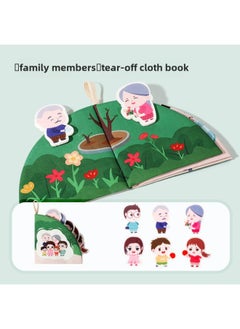 Generic Tearing Cloth Book Tail Baby Can Bite Baby Early Education Puzzle Busy Quiet Book Toy 0-June 1 Year Old-Color:Family Members Tear Up Books  - Image 1