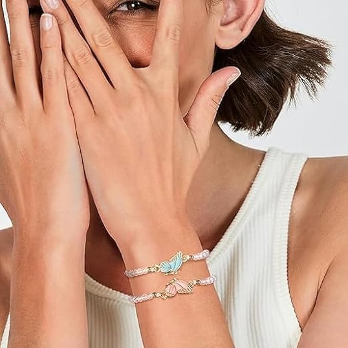 rayihni Best Friend Bracelets For 2 Butterfly Matching, Bff Bracelets, Adjustable Strand Bracelets, Handmade Braided Rope, Friendship Bracelets, Jewelry Gifts, For Teen, Girls, Women, Couples, Girlfriend - Image 4