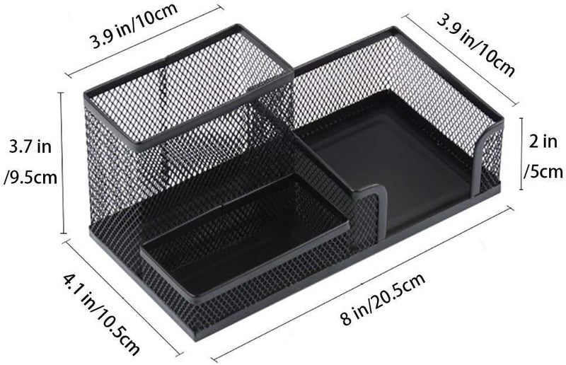 SUKHAD منظم مكتبي شبكي معدني بثلاث حجرات، 8 × 4.1 × 3.7 بوصة، أسود - Image 5